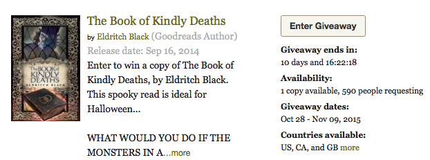 A giveaway for The Book of Kindly Deaths