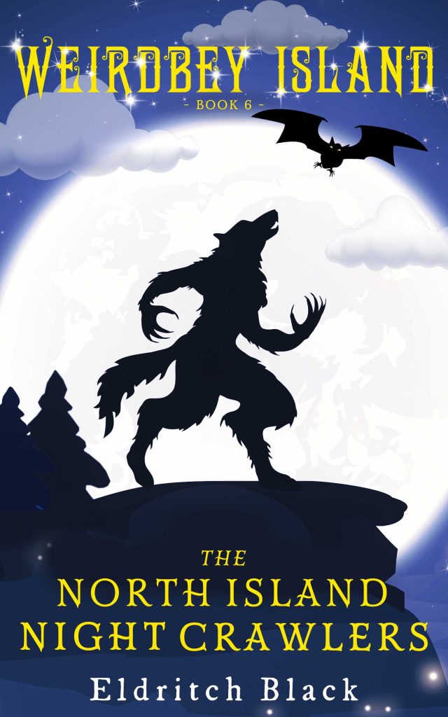 The Kindle cover for The North Island Night Crawlers the 6th Weirdbey Island novel by Eldritch Black